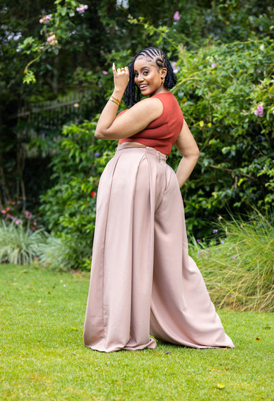 Tulips Palazzo Pants - Light Beige