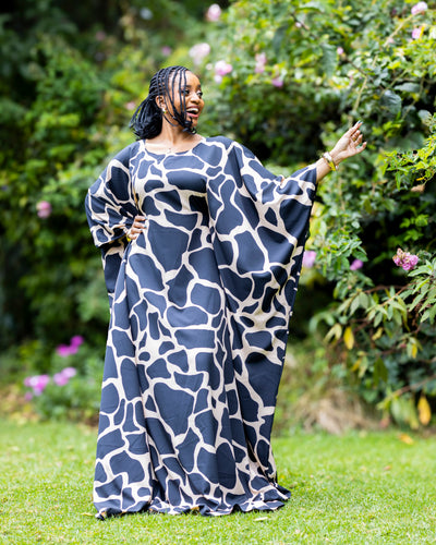 Serenity Kaftan - Black & Beige