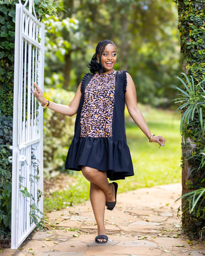 Radiance Shift Dress - Black/Beige