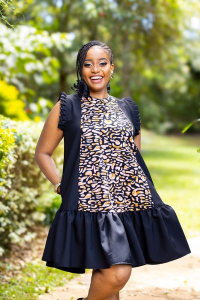 Radiance Shift Dress - Black/Beige