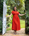 Iris Midi Shirt Dress - Rust