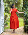 Iris Midi Shirt Dress - Rust