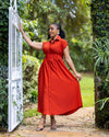 Iris Midi Shirt Dress - Rust