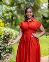 Iris Midi Shirt Dress - Rust