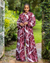 Lela Two-Piece Set - Burgundy & White
