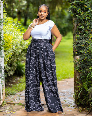 Lela Palazzo Pants - Black & White