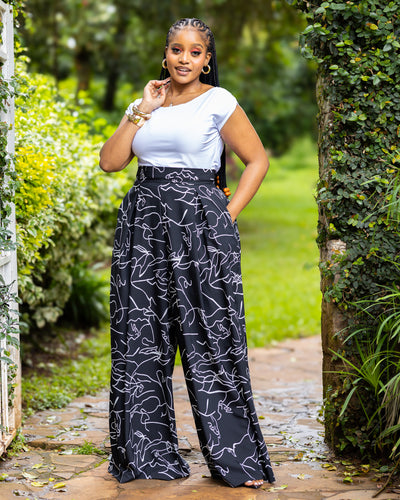Lela Palazzo Pants - Black & White