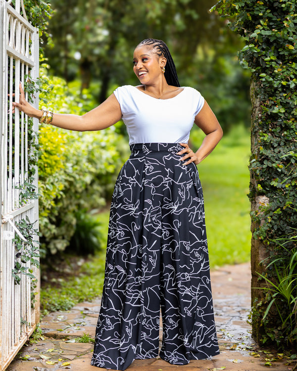 Lela Palazzo Pants - Black & White