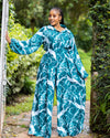 Lela Two-Piece Set - Green & White Set
