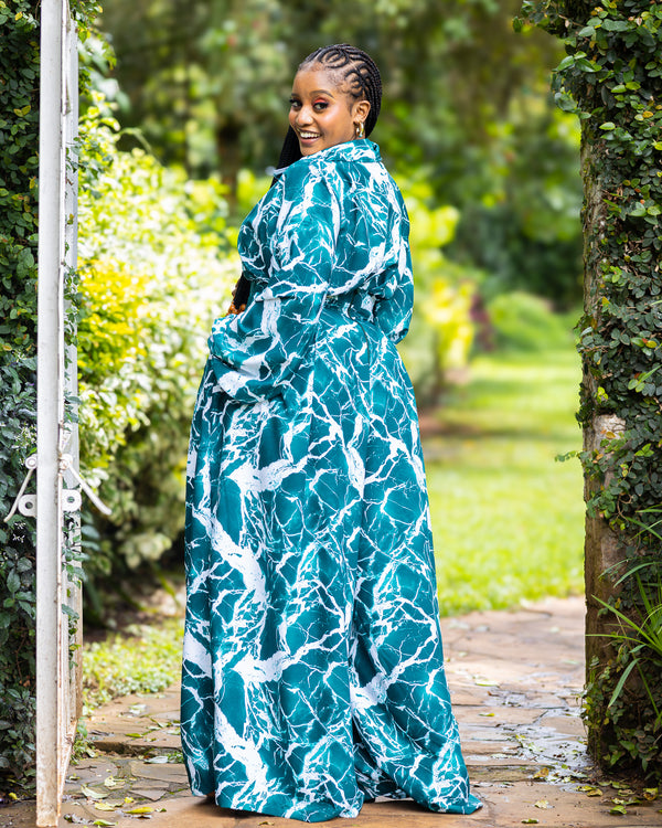 Lela Two-Piece Set - Green & White Set