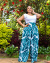 Lela Palazzo Pants - Green & White