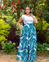Lela Palazzo Pants - Green & White
