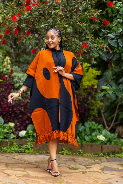 Adila Shawl - Rust & Black