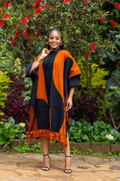 Adila Shawl - Rust & Black