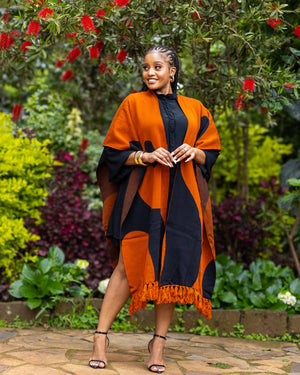 Adila Shawl - Rust & Black