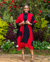 Adila Shawl - Red & Black