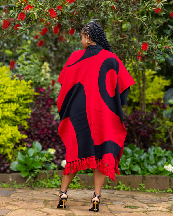 Adila Shawl - Red & Black