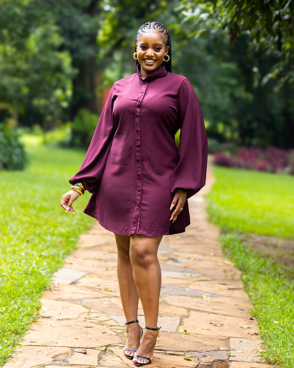 Zahara Shift Dress - Burgundy