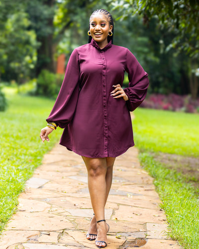 Zahara Shift Dress - Burgundy