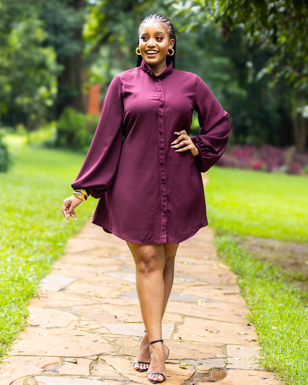 Zahara Shift Dress - Burgundy