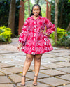 Zahara Shift Dress - Red & White print