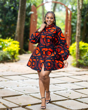 Zahara Shift Dress - Red & Black Print