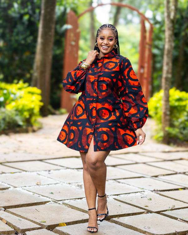 Zahara Shift Dress - Red & Black Print