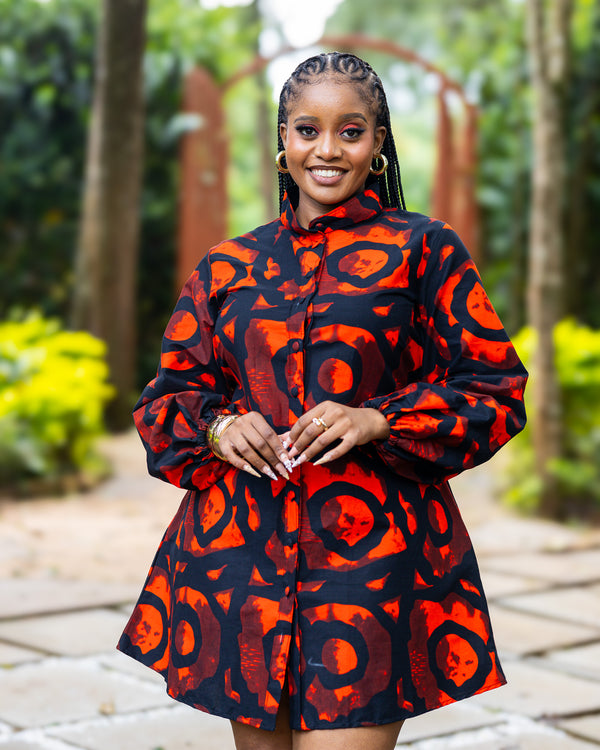 Zahara Shift Dress - Red & Black Print
