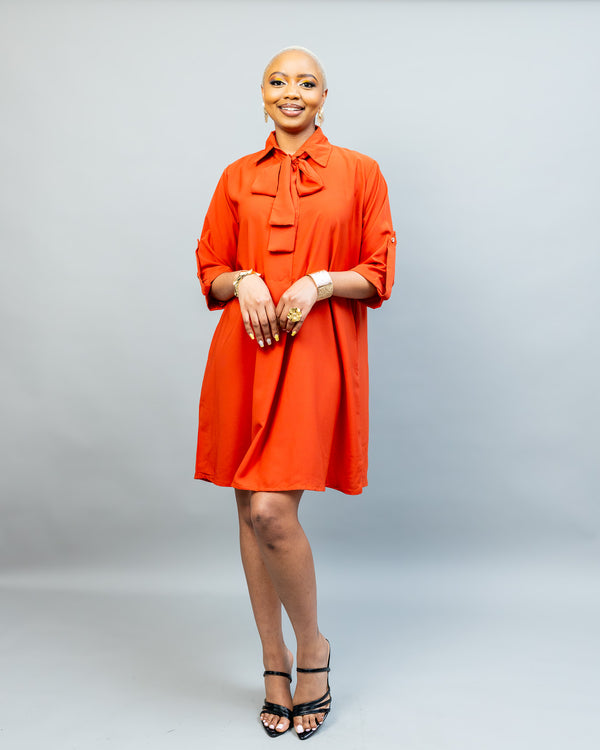 Pearl Shift Dress - Rust