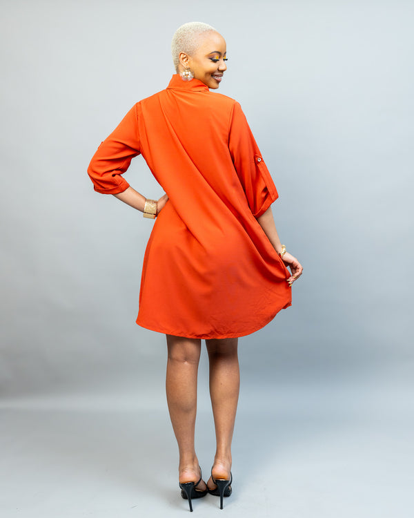 Pearl Shift Dress - Rust