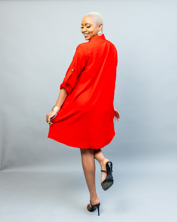 Pearl Shift Dress - Red