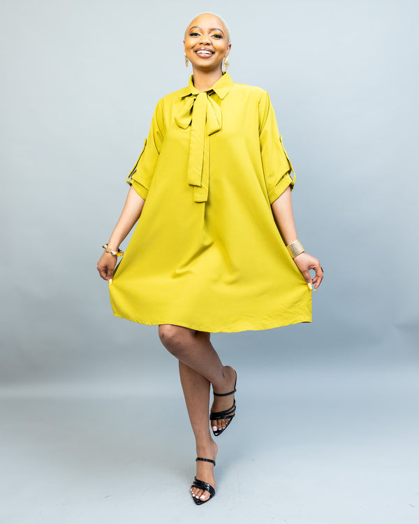 Pearl Shift Dress - Lime Green