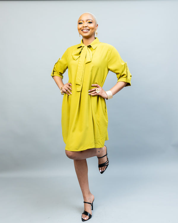Pearl Shift Dress - Lime Green