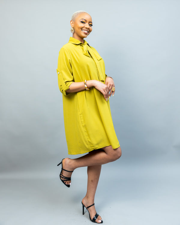 Pearl Shift Dress - Lime Green