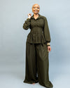 Oak Palazzo Set - Olive Green