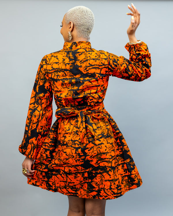 Zahara Shirt Dress - Orange Print