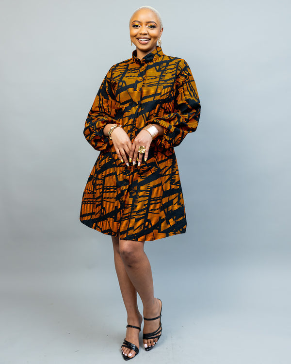 Zahara Shirt Dress - Yellow Print