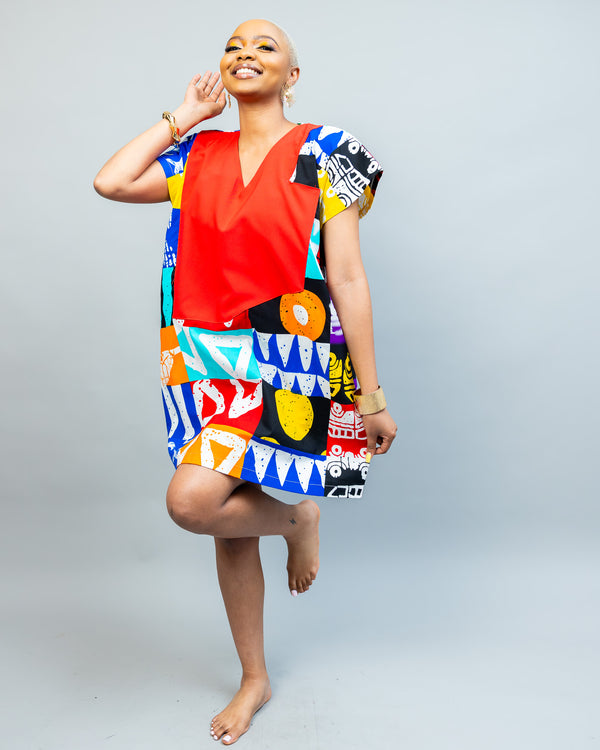 Nuru Shift Dress - Red