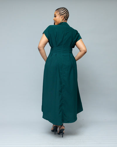 Iris Midi Shirt Dress - Emerald Green