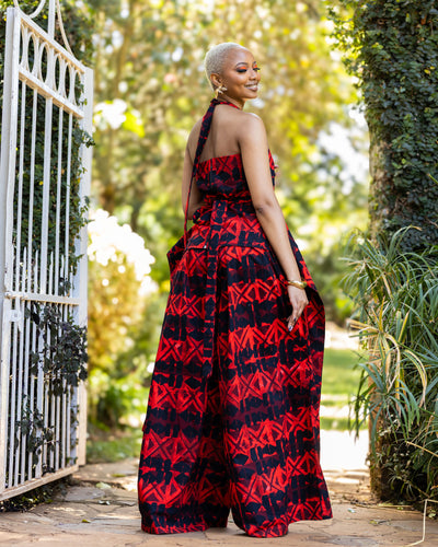 Mocha Palazzo Set - Red Print