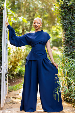 Amber Palazzo Set - Navy Blue