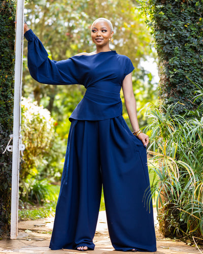 Amber Palazzo Pants - Navy Blue