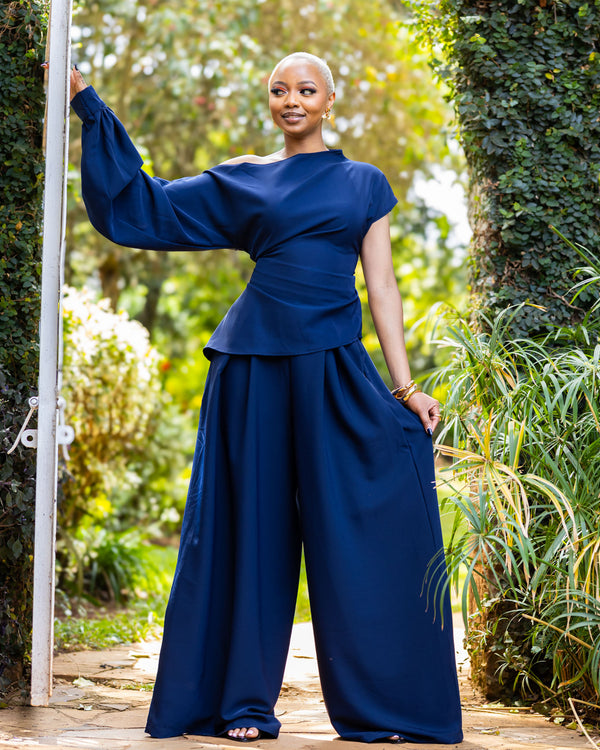 Amber Palazzo Set - Navy Blue