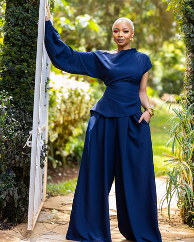 Amber Palazzo Pants - Navy Blue