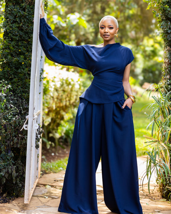 Amber Palazzo Pants - Navy Blue
