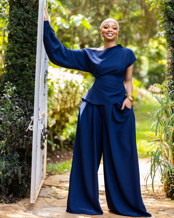 Amber Palazzo Set - Navy Blue