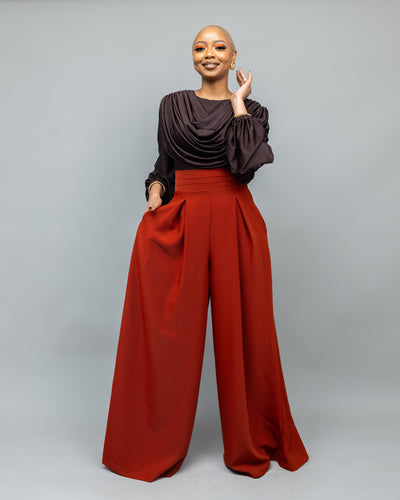 Amber Palazzo Pants - Rust