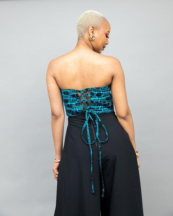 Honey Corset Top - Blue Print