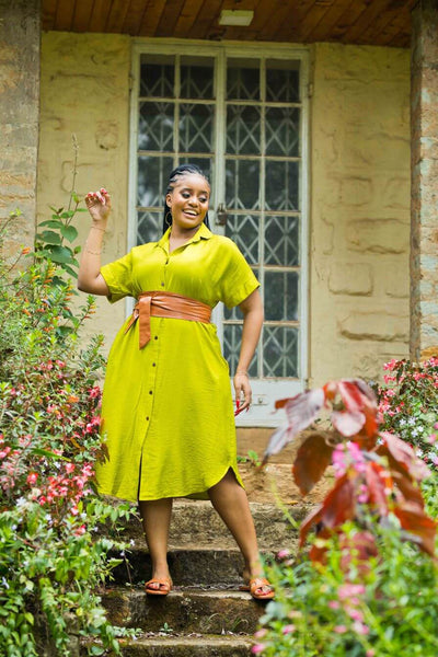 Kaia Shirt Dress - Lime Green