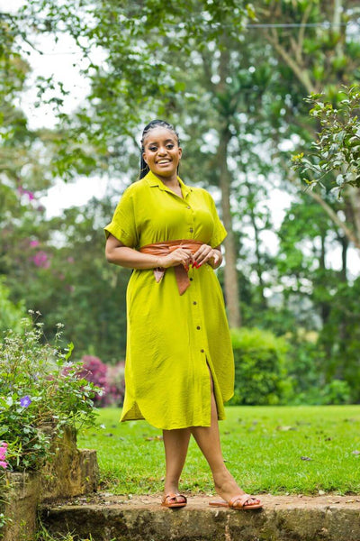 Kaia Shirt Dress - Lime Green